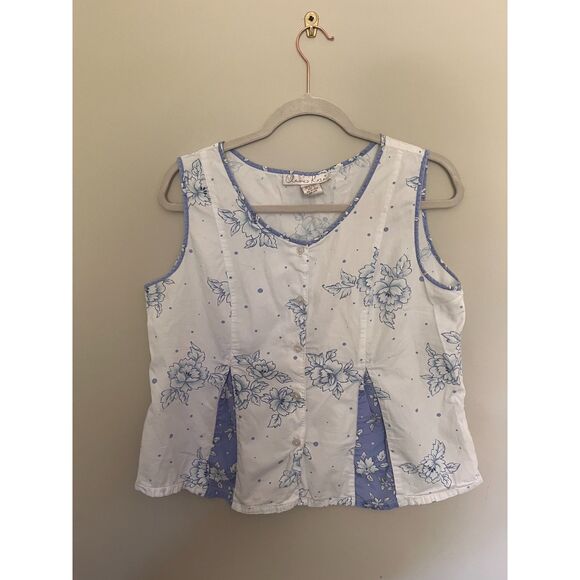 Claire's Rose Coquette Blue & White Darling Blouse - Large - Picture 2 of 5